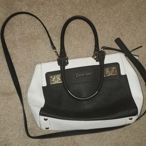 ck black and white purse